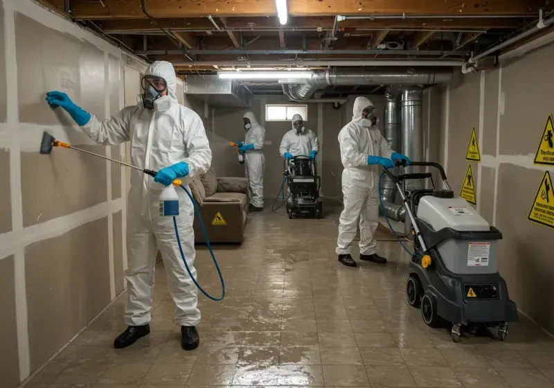 Basement Moisture Removal and Structural Drying process in Milford, CT